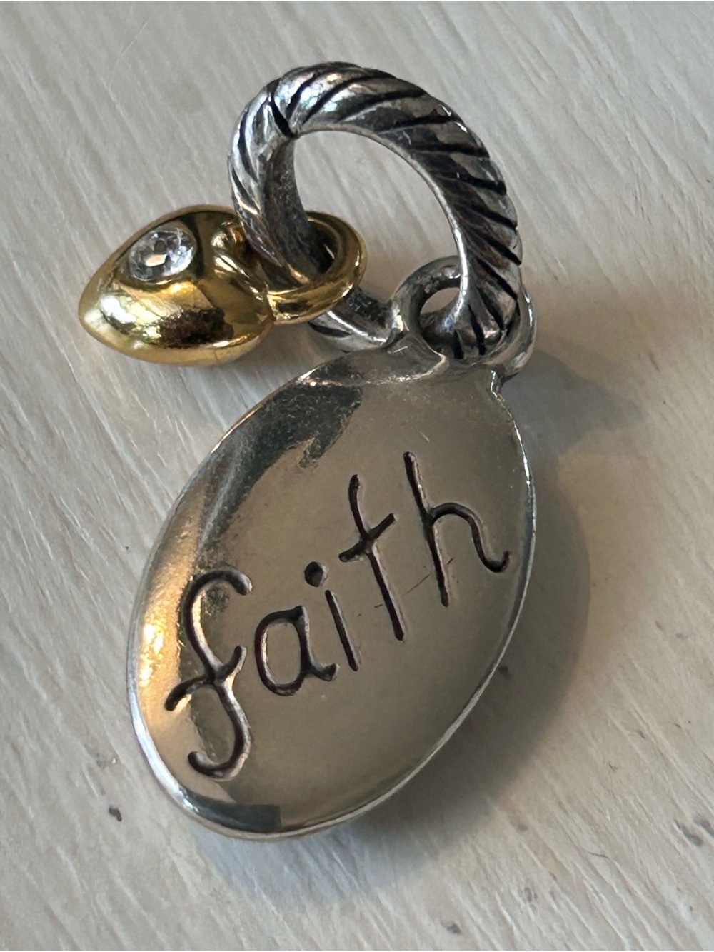 Brighton Faith reversible charm or pendant silver-plated oval shaped